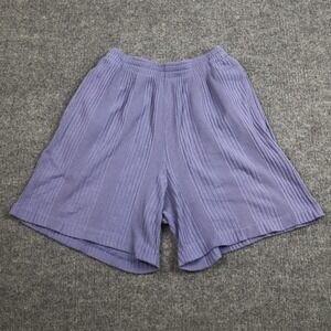 Katelyn Rose Shorts Womens Purple Ribbed Knit Cotton Elastic Waist‎ Made USA